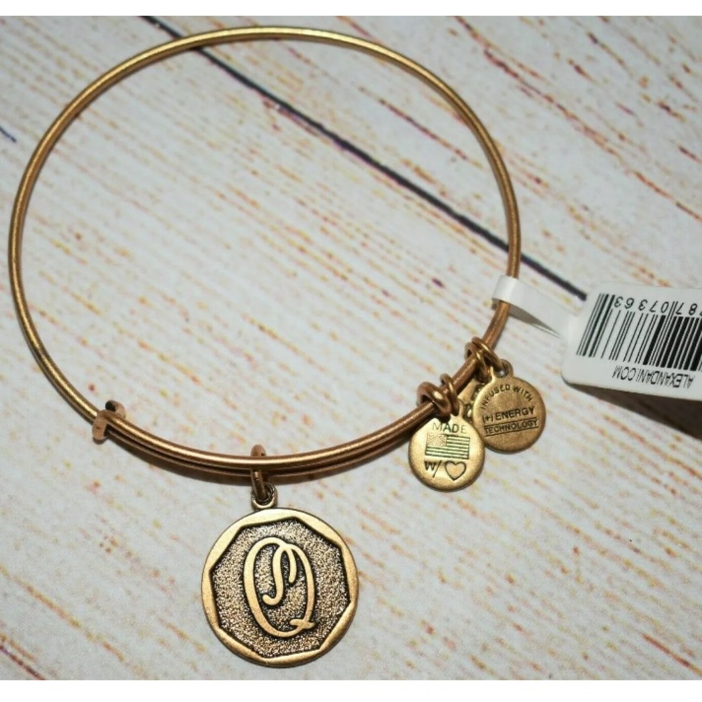 New Alex and Ani Gold Letter Q Charm Bracelet